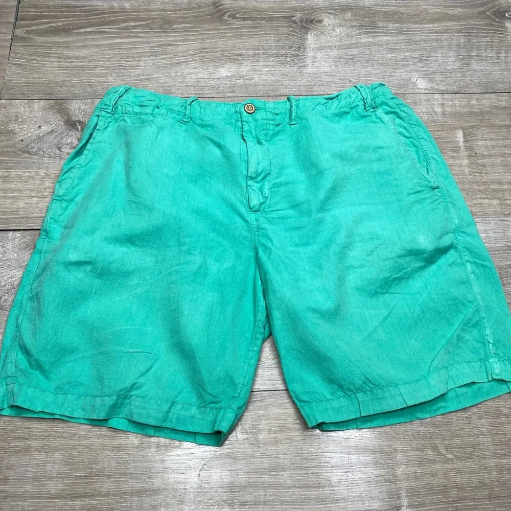 Polo Ralph Lauren Shorts Mens 36 Green Linen Blend Classic Fit Nautical Summer